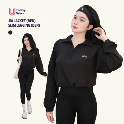 [THU ĐÔNG - DEAL HỜI MỞ BÁN] Set đồ tập áo gió Jia Jacket mix quần Slim legging đen Today U Wear