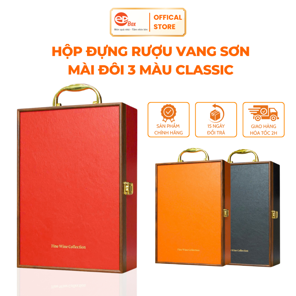 Hộp Đựng Rượu Vang Sơn Mài Đôi Epvina Box 3 Màu 3 Phụ Kiện