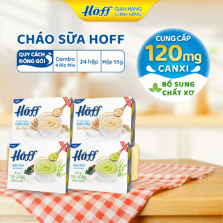  Combo 4 Cháo sữa HOFF mix vị bổ sung dinh dưỡng chất xơ cho bé ăn dặm 4 Lốc  24 hộp x 55g  