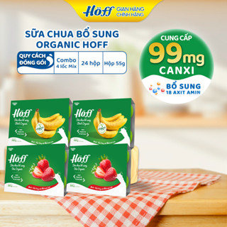  Sữa chua cho bé HOFF mix vị bổ sung Chuối Dâu Organic bổ sung vitamin axit amin- 4 LỐC  24 hộpx55g  