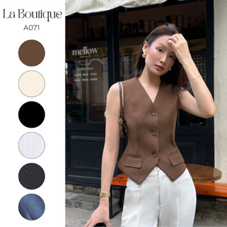  Áo Gile Vest Công Sở Nữ La Boutique Ver.2 Có Nắp Túi Vải Cotton Lạnh-A071 
