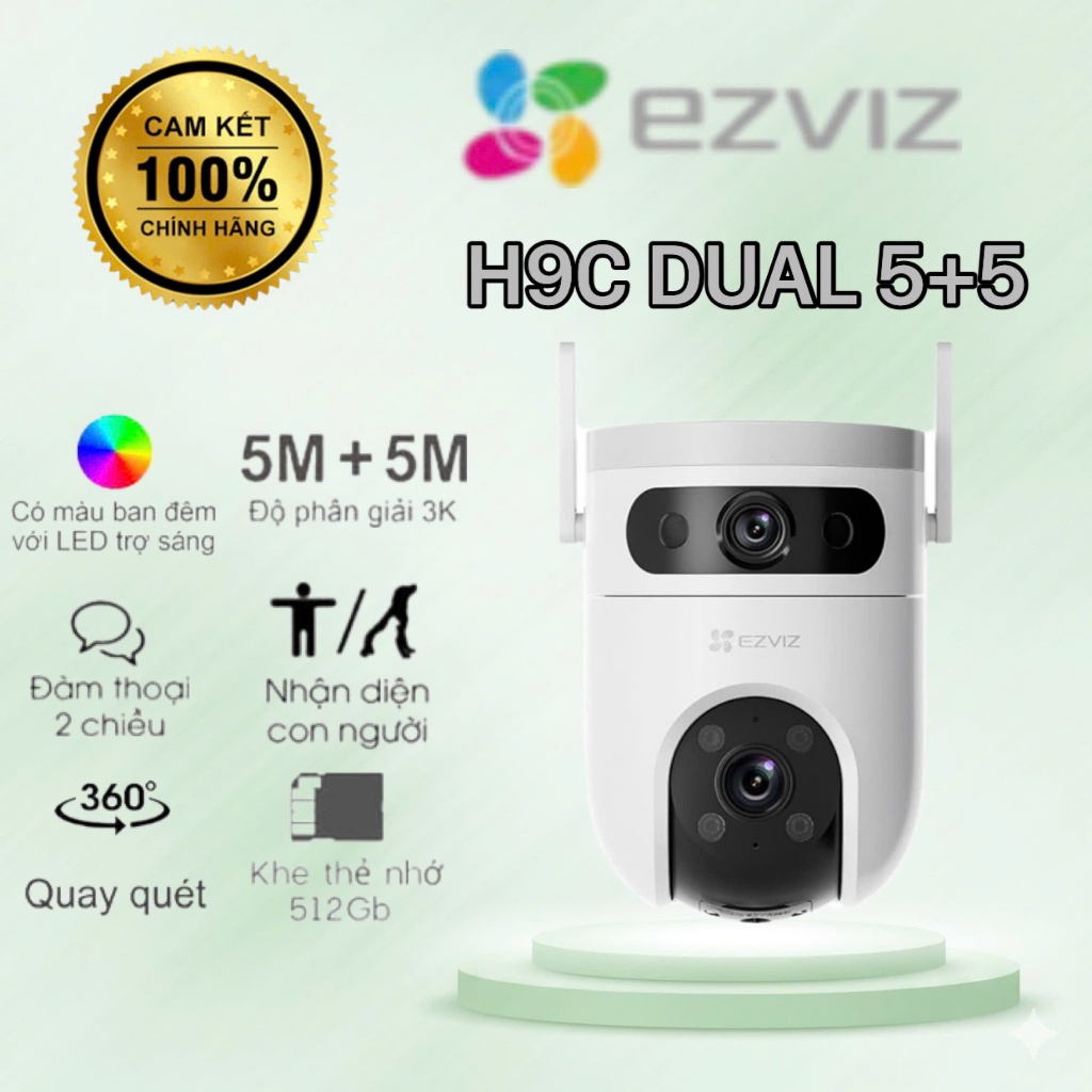 Camera WiFi EZVIZ H9c Dual (5MP+5MP) quay quét, ống kính kép