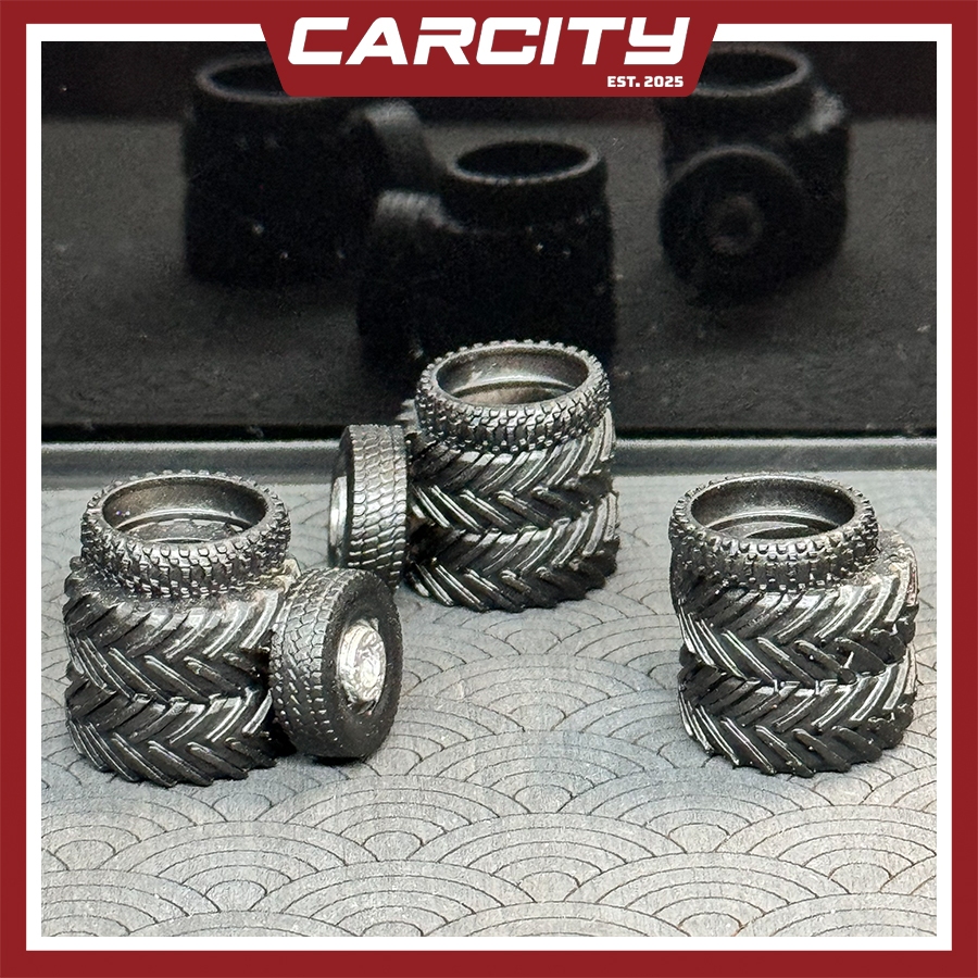 Mô hình phụ kiện lốp xe tỉ lệ 1:64 in 3D resin, combo lốc lốp garage mô hình Carcity, phụ kiện trang