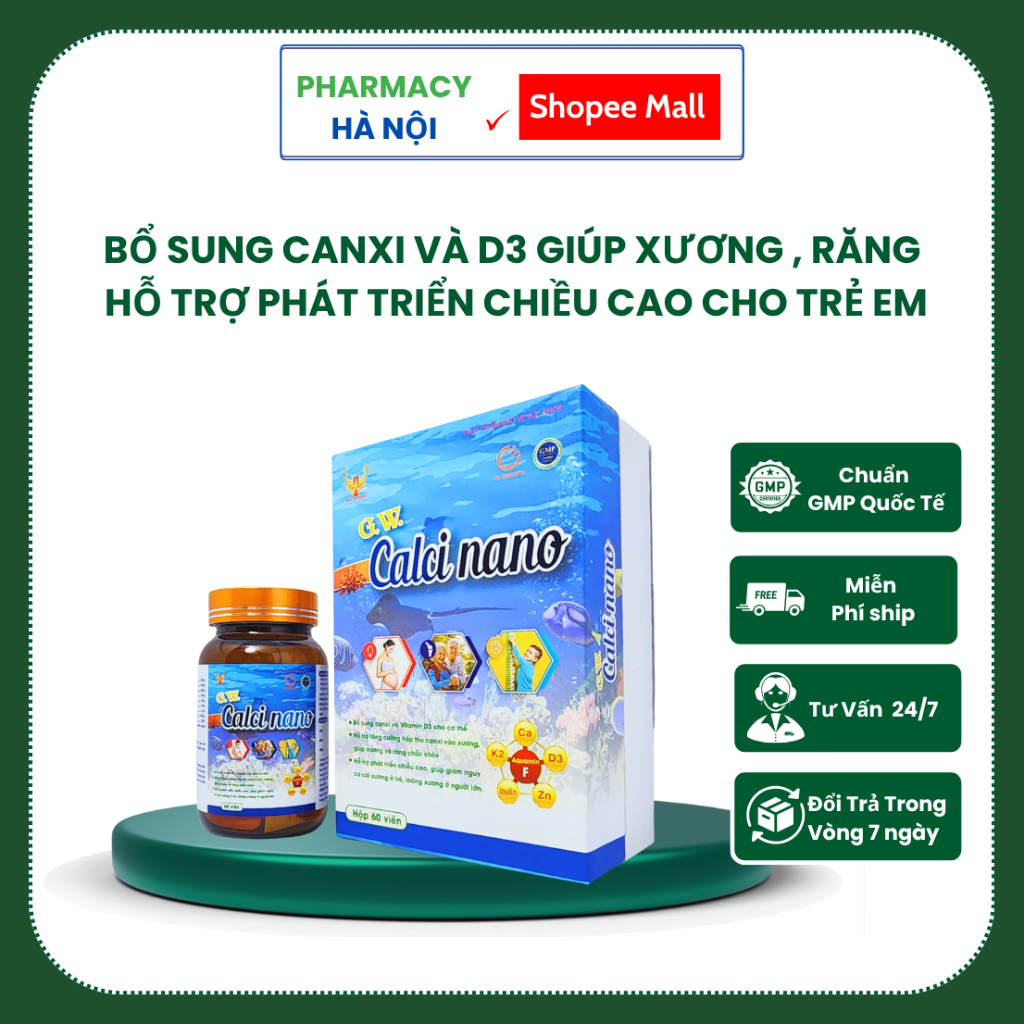 [ CHÍNH HÃNG ] Viên Uống Canxi NaNo, canxi max D3, Vitamin K2 cho trẻ, Người Cao Tuổi, Phụ Nữ Mang T