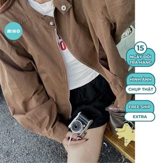  Áo Khoác Kaki 2 Lớp Cổ Tàu Áo Khoác Nữ Chất Dày Dặn Form Dáng Rộng Miho House 