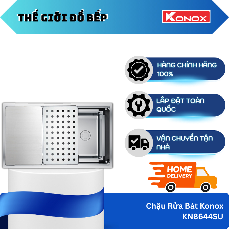 Chậu Rửa Bát Chống Xước Konox KN8644SU Dekor – Bề Mặt Phủ Nano Ag+ Kháng Khuẩn – TGB