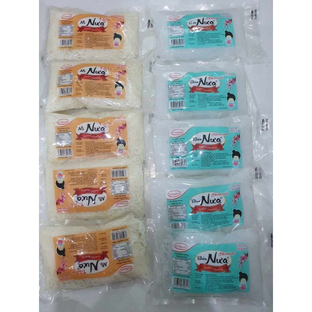 5 Bún Nưa + 5 Mì Nưa Vị Nguyên 240g - Keto - Giảm Cân