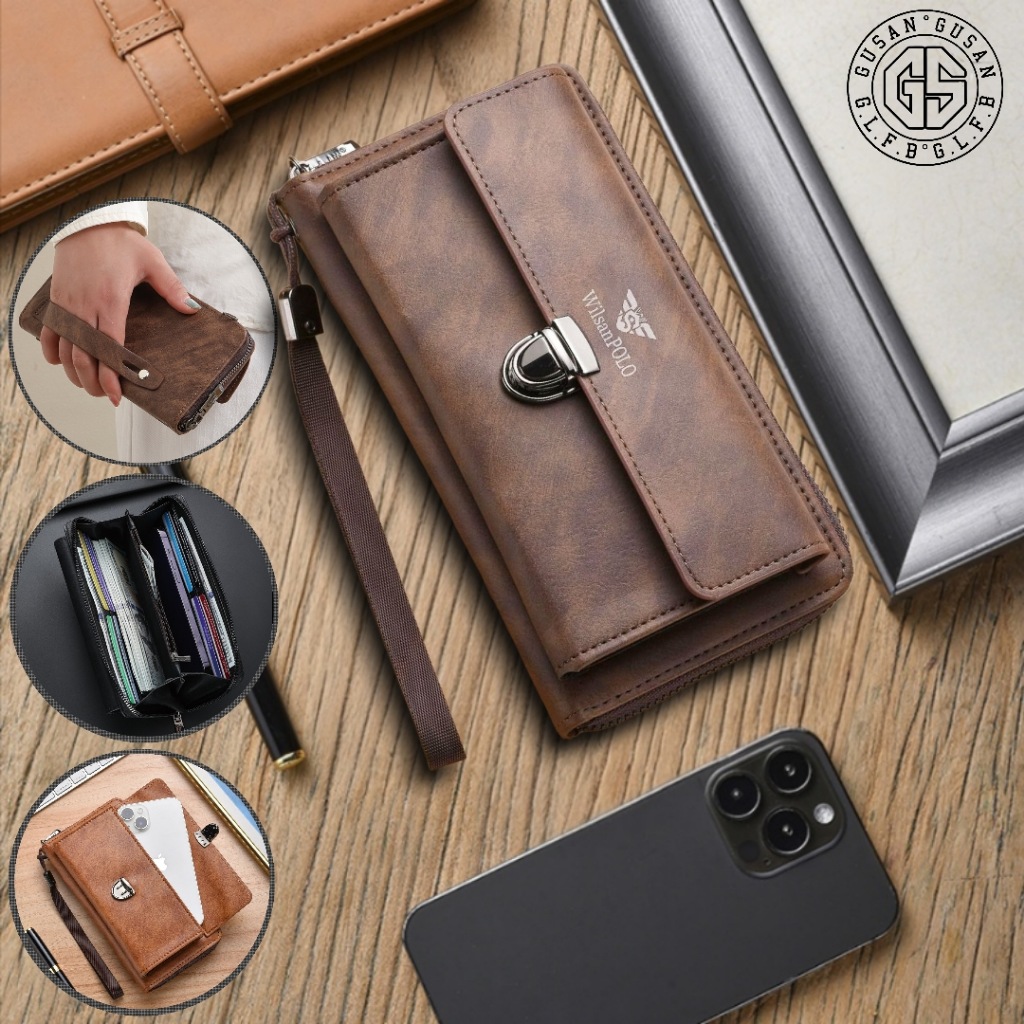 Ví Dài cầm tay WilsanPOLO VD01B, Ví Nam - Ví Nữ có ngăn đựng điện thoại, các loại giấy tờ.