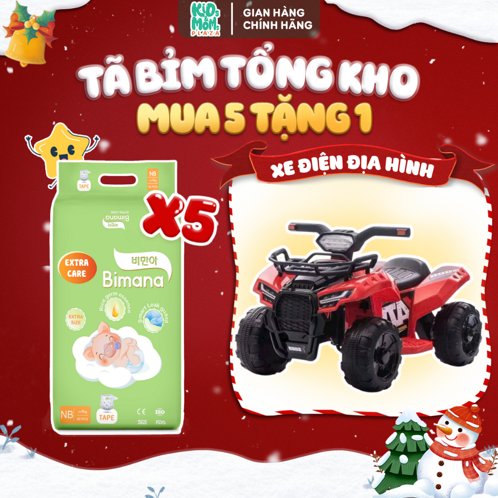 (5E) [TẶNG XE ĐIỆN ĐỊA HÌNH 4 BÁNH] COMBO 5 BỊCH tã/bỉm Bimana Extra