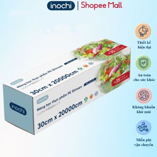 Màng bọc thực phẩm co giãn PE Inochi, kèm dao cắt tiện lợi, sử dụng được trong lò vi sóng