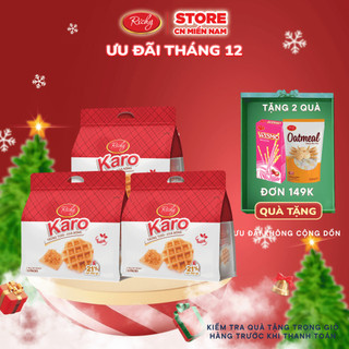   VỊ SỮA MỚI  Combo 3 bịch bánh Karo chà bông sợi gà Bánh ăn sáng Bánh kẹo Richy HSD 45 ngày 
