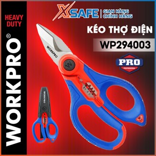 Kéo thợ điện WORKPRO WP294003 lưỡi cắt răng cưa sắc bén, cắt cáp dễ dàng, bấm cos, tuốt dây điện