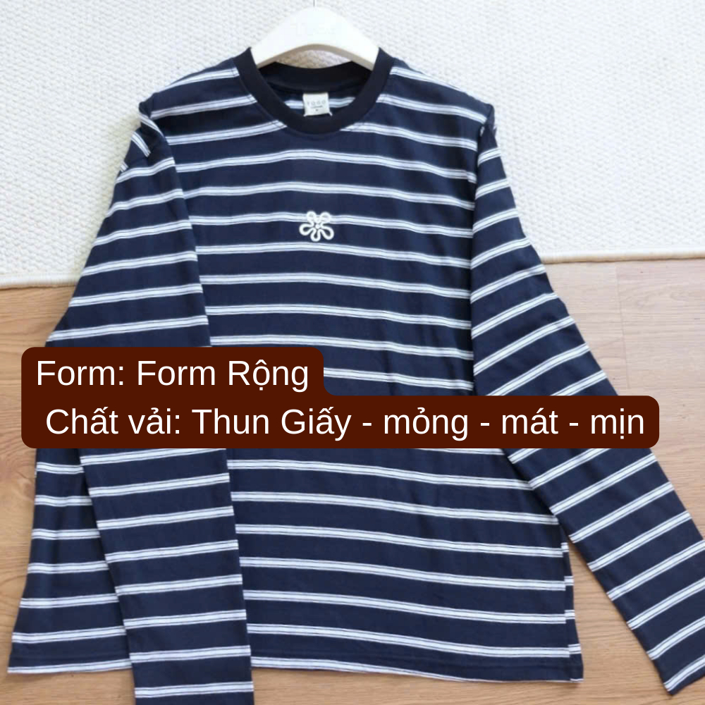 Áo Thun Dài Tay Kẻ Sọc Đỏ Đô, Vải Cotton 2 Chiều Mềm Mát, Form Rộng Ulzzang Hàn Quốc - TOGOCLOTHING