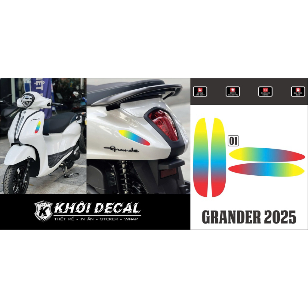 Decal dán đèn xi nhan trước sau grande 2025-2026