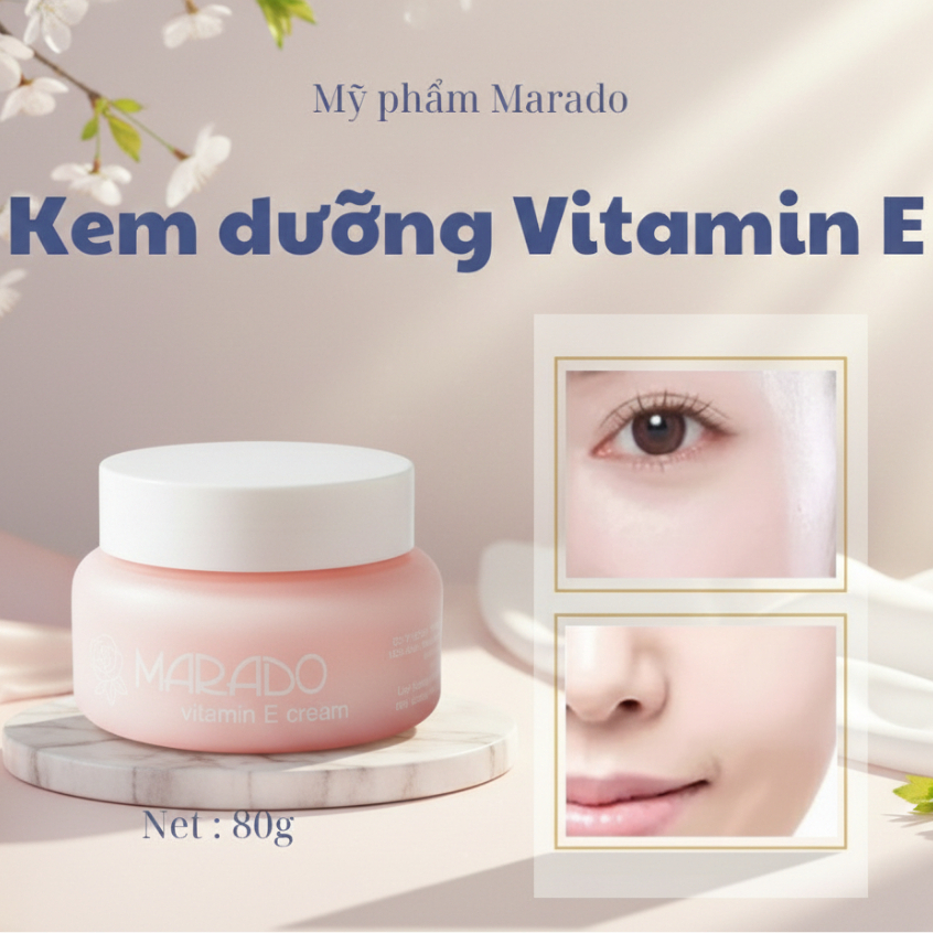 Kem dưỡng ẩm sáng da Vitamin E Marado hương Hoa Hồng  80g