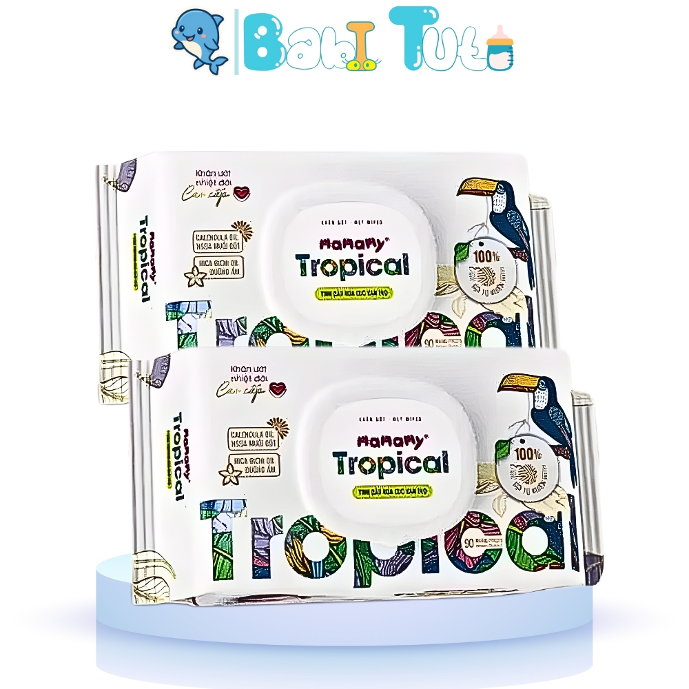 Khăn Ướt Không Mùi Mamamy Tropical, khăn ướt sợi tự nhiên an toàn dịu nhẹ cho bé