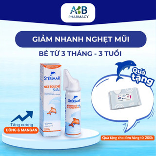 Xịt Mũi Cá Heo Cam STERIMAR Blocked Nose Baby 50ml Giảm Nghẹt Mũi Cho Bé 3 Tháng - 3 Tuổi - Freeship [Date 5/2027]