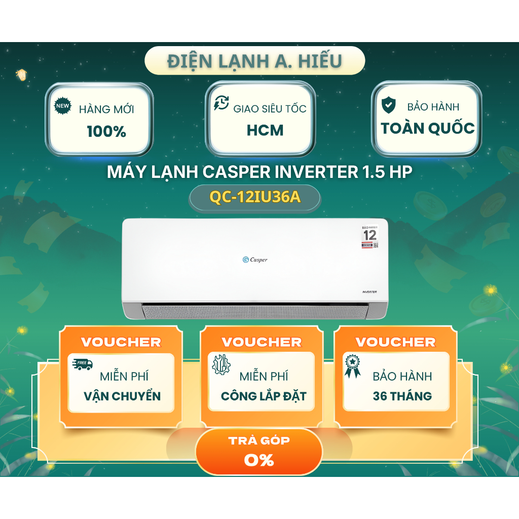 Máy lạnh Casper Inverter 1.5 HP QC-12IU36A