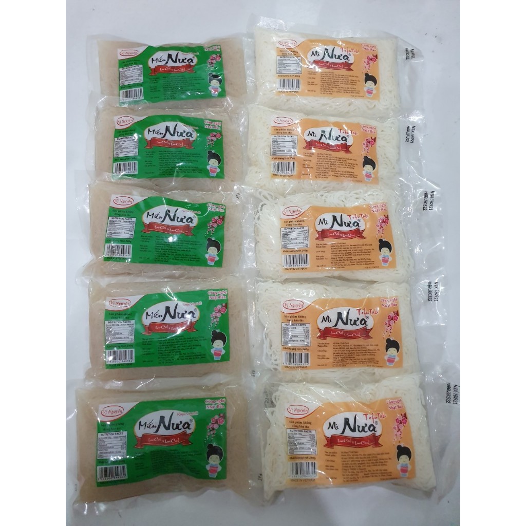 5 Miến Nưa + 5 Mì Nưa Vị Nguyên 240g - Keto - Giảm Cân