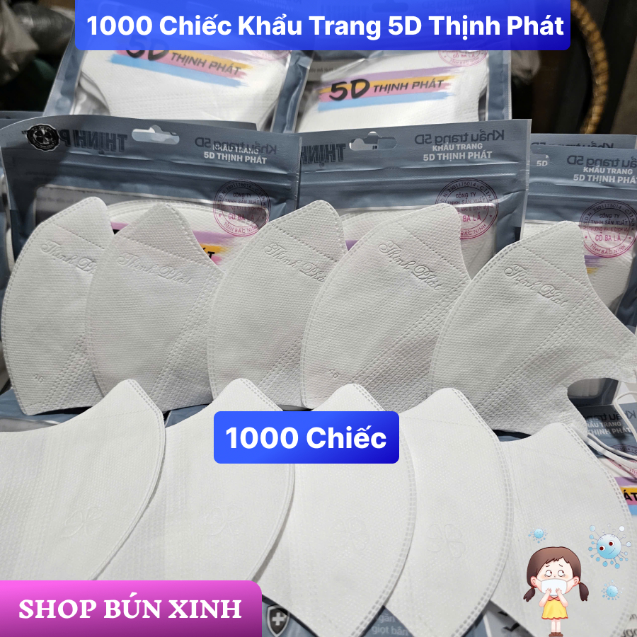 [ComBo] 1000 Chiếc Khẩu Trang 5d Thịnh Phát 3 lớp Kháng Khuẩn [1000C] .[TTBX]
