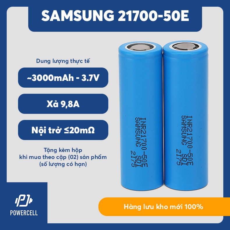 Samsung 21700 50E loại B nội trở 18 20 hàng lưu kho mới 100% chưa sử dụng