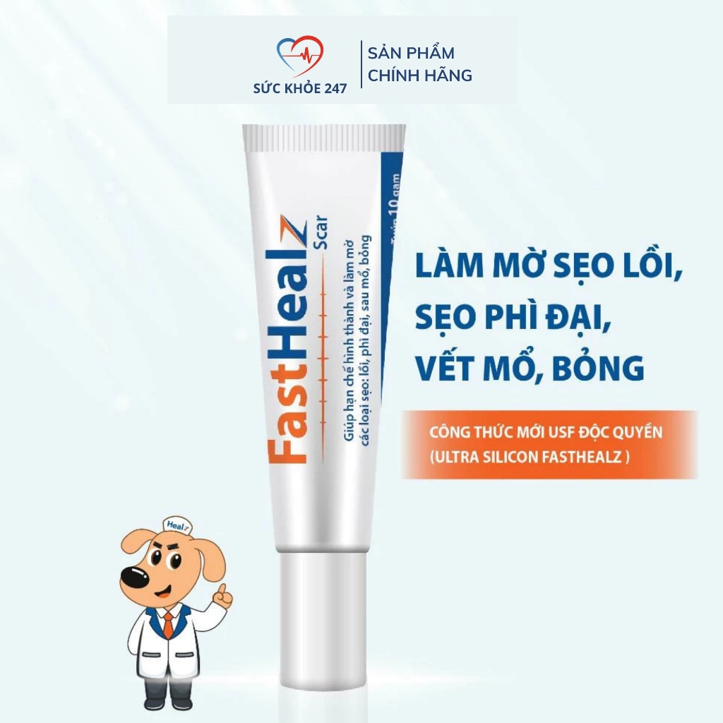Gel FastHealz Scar - Gel Chăm Sóc Da Vùng Sẹo Lồi, Phì Đại & Sau Mổ - Tuýp 10g