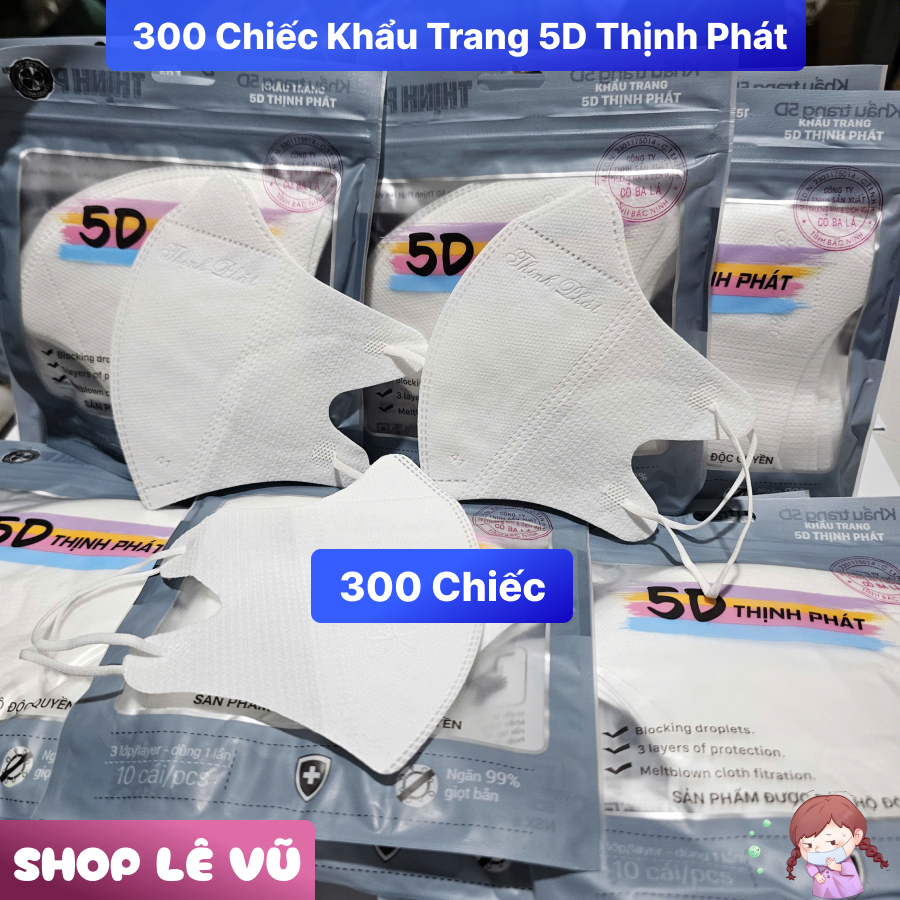 [ComBo] 300 Chiếc Khẩu Trang 5D Thịnh Phát 3 Lớp Kháng Khuẩn [300 Chiếc KT]. [TTLV]