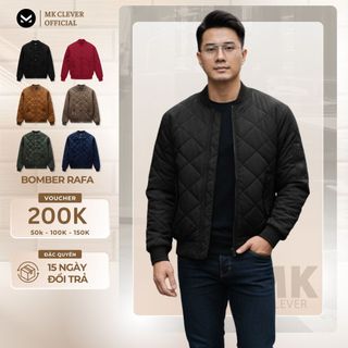  Áo khoác bomber nam Rafa MK CLEVER trần bông quả trám 3 lớp dày dặn ấm áp form trẻ trung dễ phối 