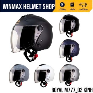 ROYAL Mũ 3/4 Đầu M777_02 Kính & XH01_01 Kính, Hàng Chính Hãng ROYAL HELMET BH 12 Tháng