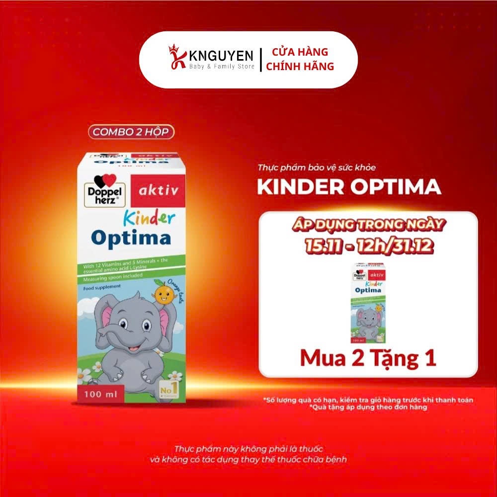 Siro bổ sung vitamin cho bé Doppelherz Kinder Optima hỗ trợ giúp bé ăn ngon, cải thiện tầm vóc