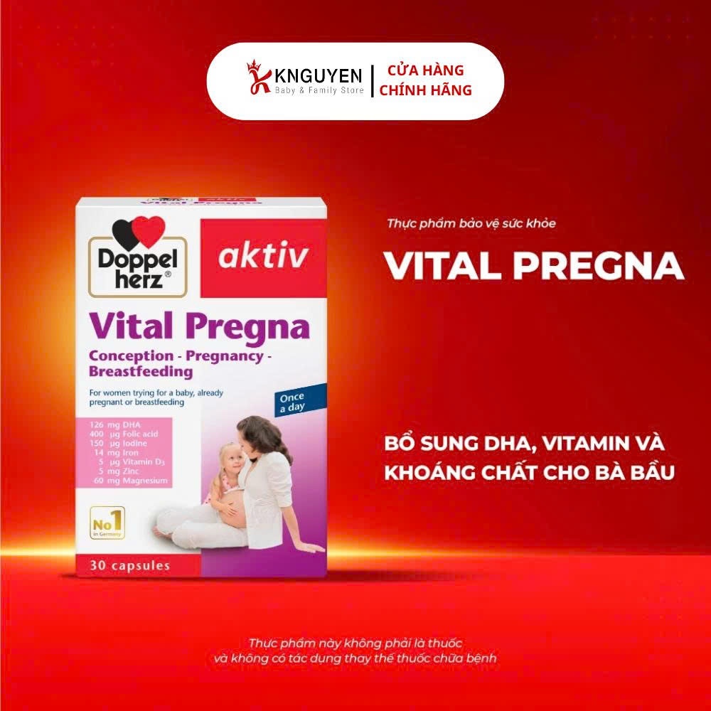 Viên uống vitamin bầu Doppelherz Vital Pregna hỗ trợ bổ sung vitamin và khoáng chất cho mẹ bầu