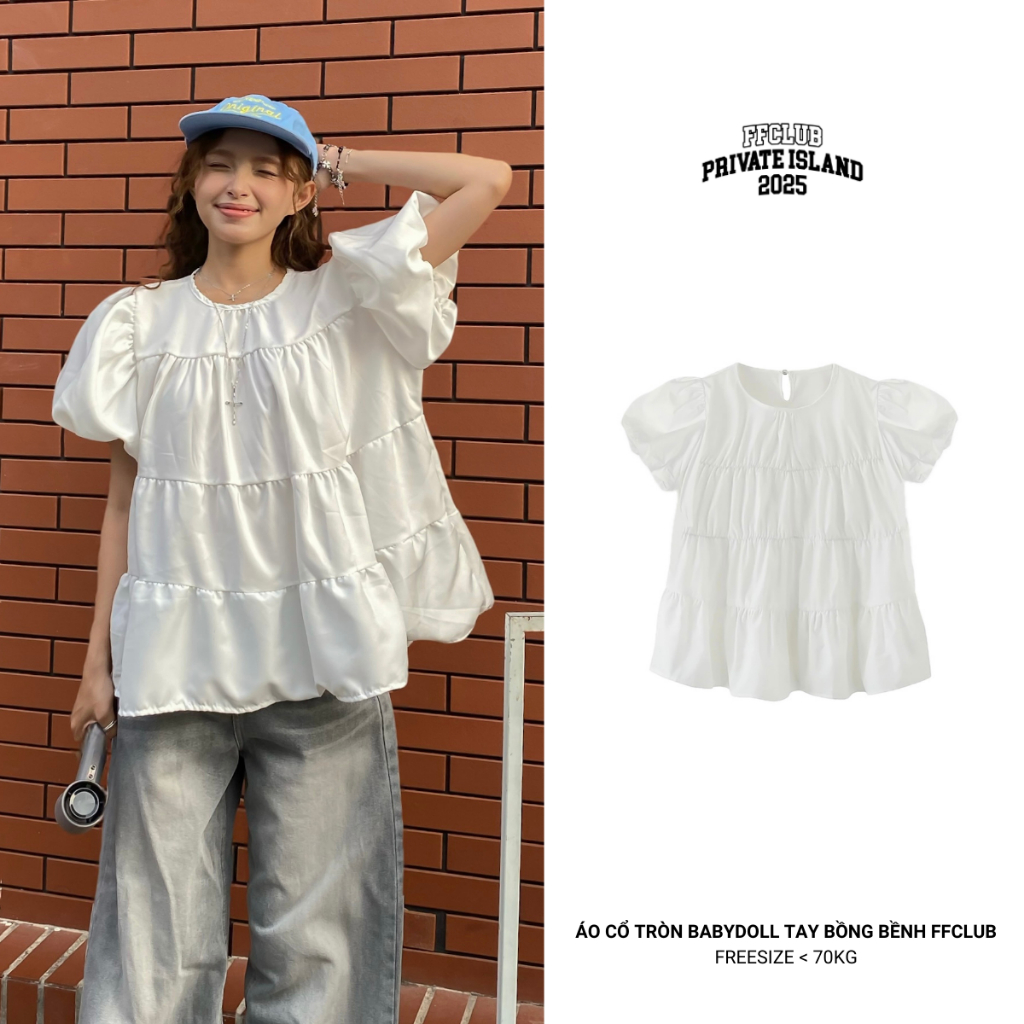 ÁO CỔ TRÒN BABYDOLL TAY BỒNG BỀNH FFCLUB MIX
