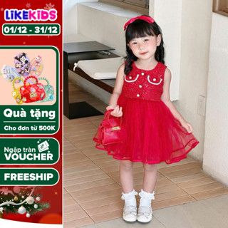  Đầm công chúa xinh xắn DẠ cho bé gái đi chơi đi tiệc họa tiết kim sa MH3 D80 -  LikeKids 
