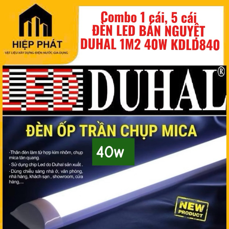 ĐÈN LED BÁN NGUYỆT DUHAL 1M2 40W KDLD840, đèn ốp trần bán nguyệt LED chụp mica