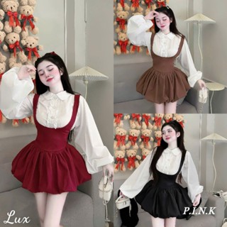  Set Yếm Bí Bản U Mango + Sơ Mi Tiểu Thư Tay Phồng Sang Chảnh  