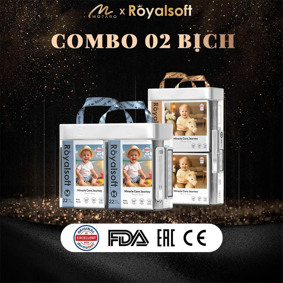 [2 BỊCH] Tã Bỉm Royalsoft Cao Cấp Chính Hãng Đủ Size Đóng Đêm/Ngày Cho Bé