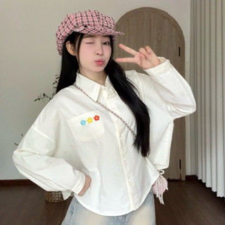  Áo sơ mi nữ dáng ngắn Lilla Top Togo Clothing Form rộng tay dài thêu hoa thanh lịch cá tính 