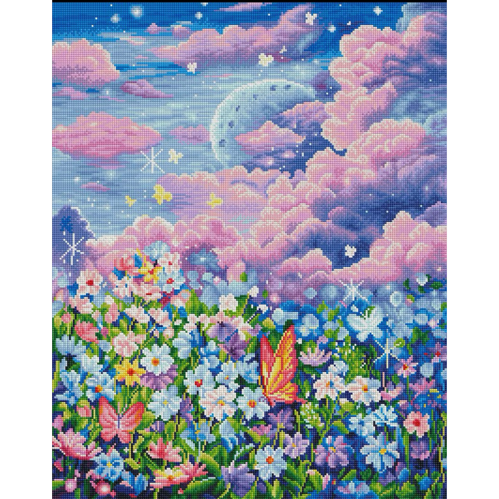 Tranh thêu chữ thập phong cảnh nghệ thuật 9ct vải kim tuyến kt 70x85