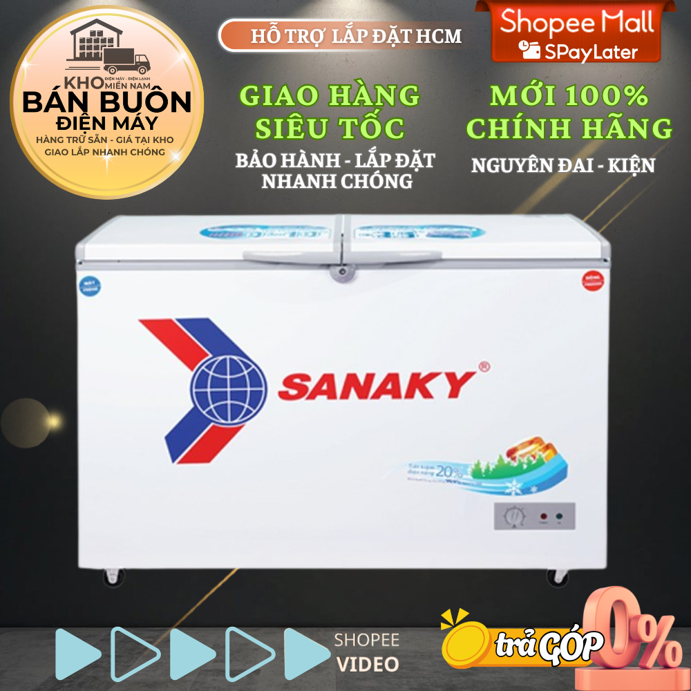 Tủ Đông Sanaky VH-3699W1 – 260 Lít, 2 Ngăn Đông Mát, Dàn Lạnh Đồng, Bảo Hành 24 Tháng