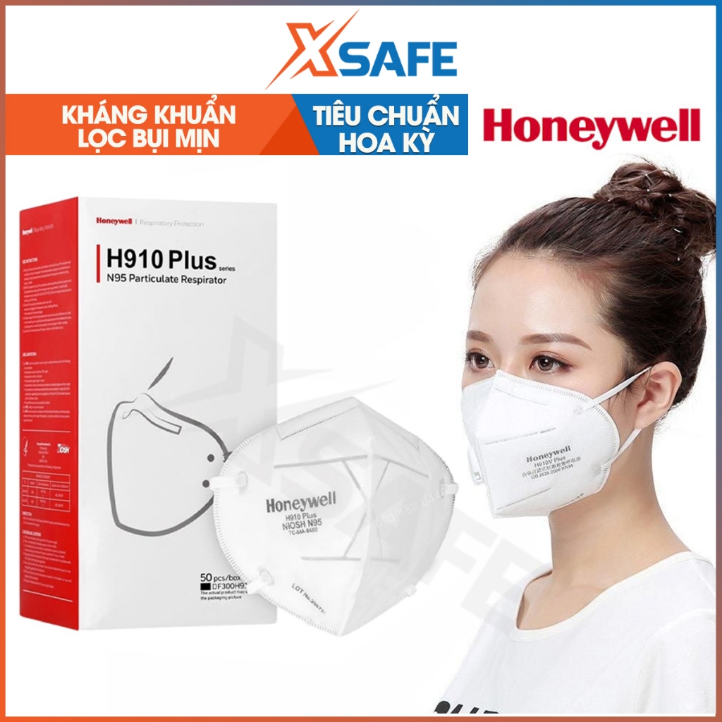 Khẩu trang N95 Honeywell H910 Plus đạt chuẩn NIOSH Hoa Kỳ, kháng khuẩn, lọc bụi mịn, hàng chính hãng