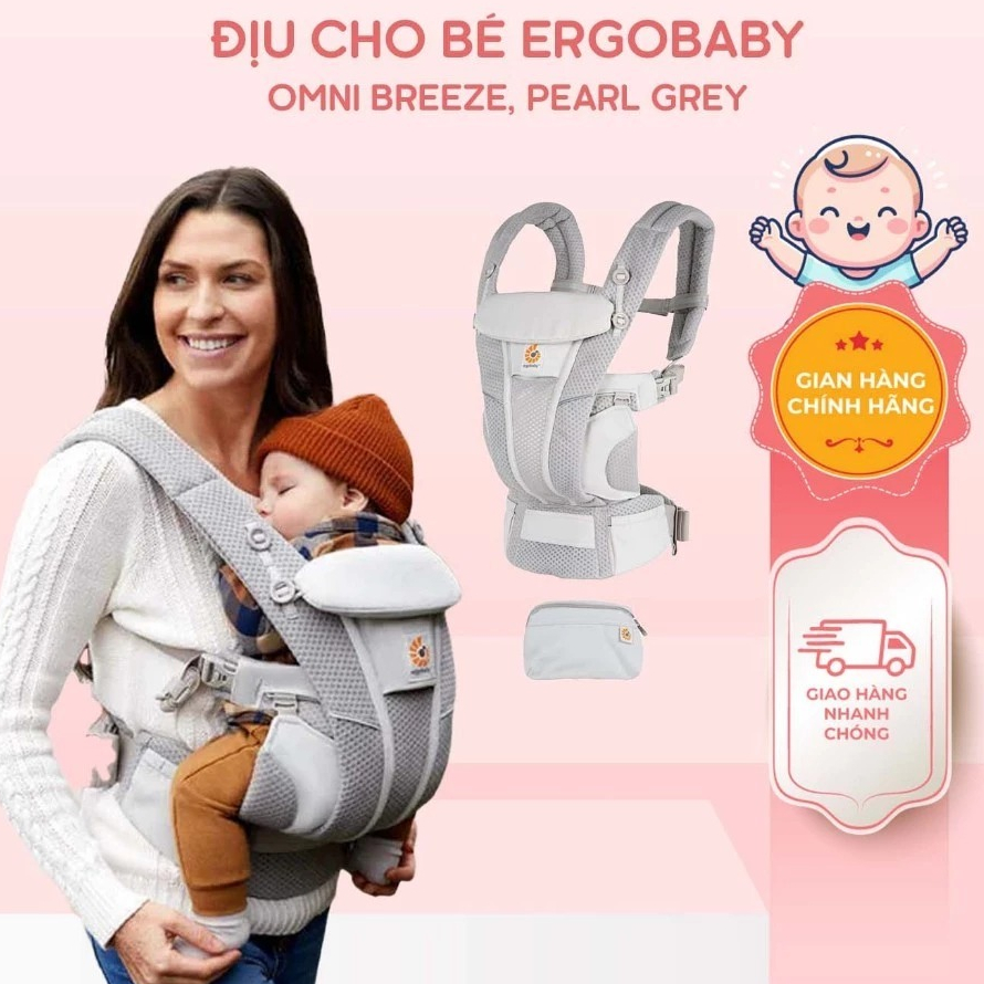 Địu cho bé Ergobaby Omni Breeze siêu mềm, thoáng khí và thoải mái, dành cho trẻ từ 0 - 48 tháng