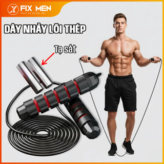  Dây nhảy thể dục lõi thép có tạ sắt chiều dài 2.7m Tay cầm có mút xốp êm ái và tạ sắt rèn luyện thể lực - FIX MEN 