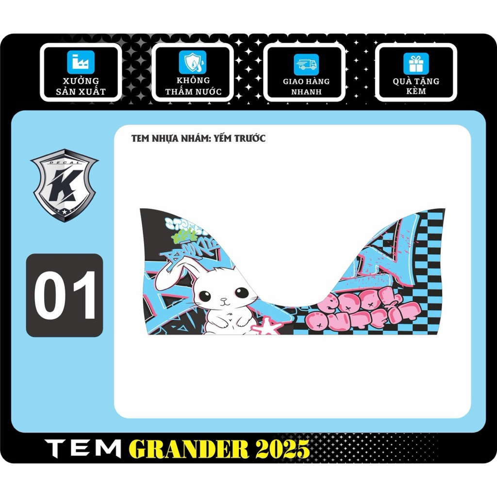 Decal tem dán nhựa nhám grande 2025-2026