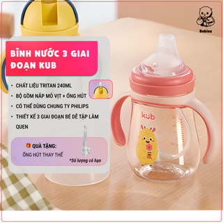  KUB | Bình Nước Chống Sặc Cho Bé 240ml Làm Từ Nhựa Tritan Và PPSU An Toàn  Tặng Ống Hút Thay Thế Tiện Lợi  