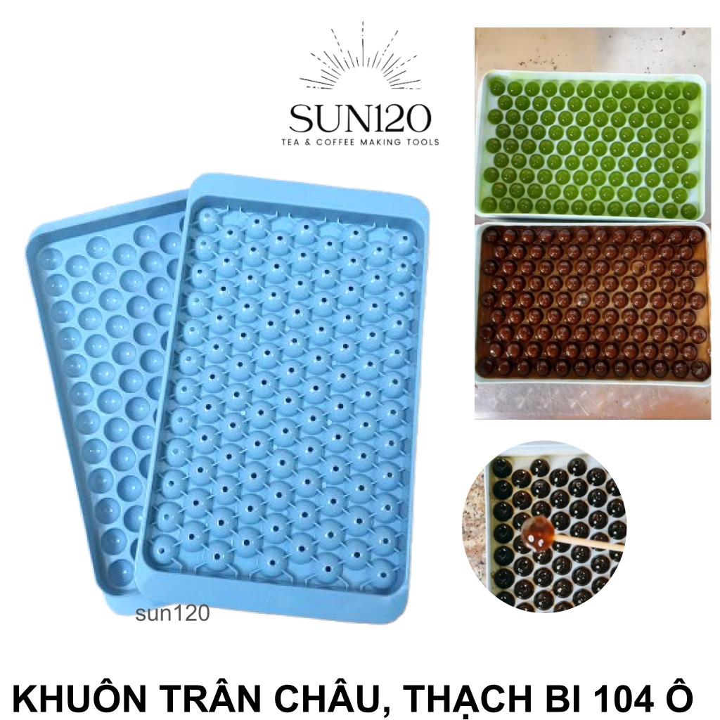 Khuôn làm trân châu 104 ô, khay thạch bi tròn nhựa, khay làm đá bi