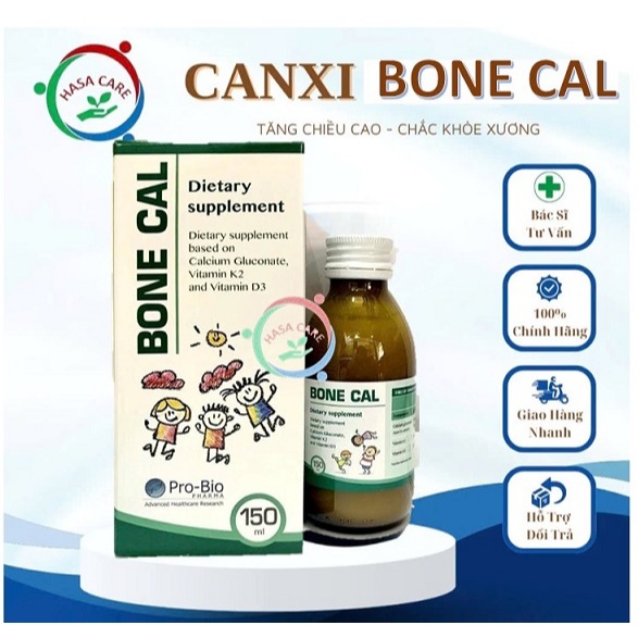Canxi Hữu Cơ Cho Bé - Bone Cal Bổ Sung Canxi Vitamin D3-k2 Giúp Phát Triển Chiều Cao Tối Ưu- 150ml