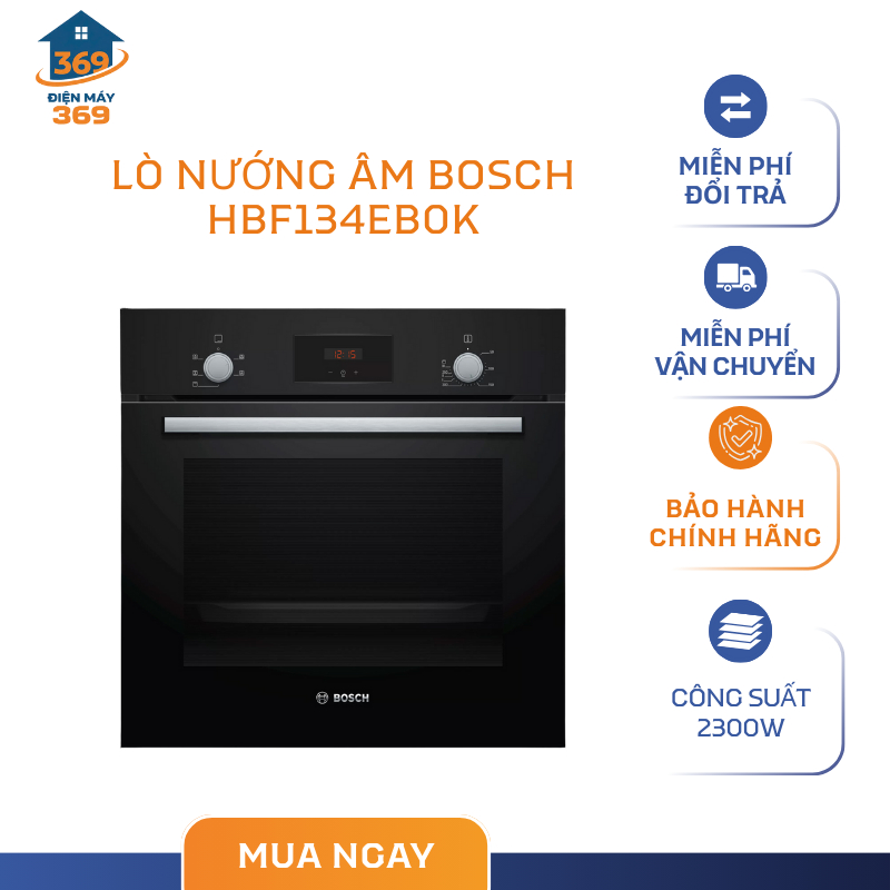 Lò Nướng Âm Tủ Bosch HBF134EB0K – Dung Tích 66L – Công Suất 2300W – Khoang Thép Tráng Men – SMC