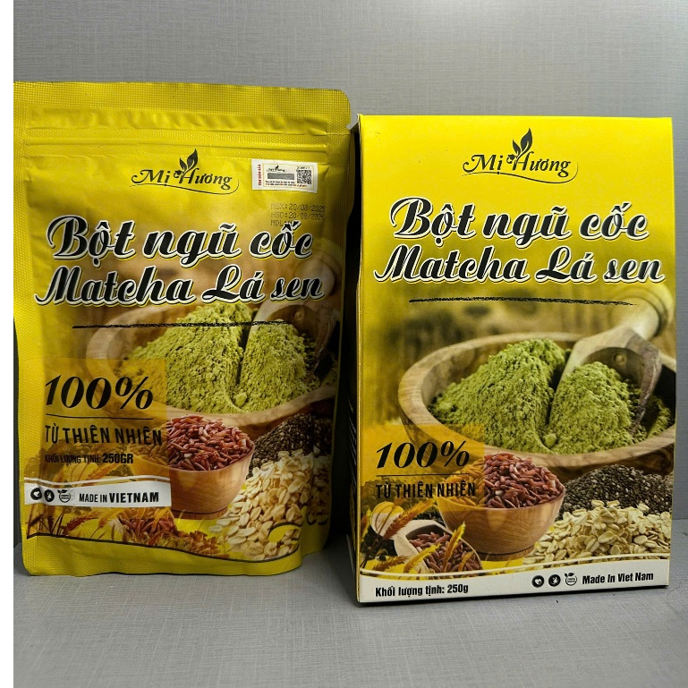 Bột Ngũ Cốc Matcha Lá Sen_ tặng kèm trà sen