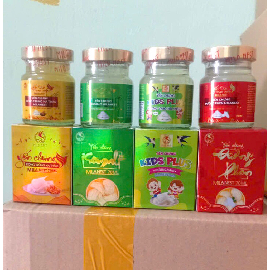 COMBO 40 HỦ YẾN SÀO ( ĐÔNG TRÙNG HẠ THẢO + KISD PLUS + ĐƯỜNG ĂN KIÊNG ISOMALT + ĐƯỜNG PHÈN ) 70ML VỎ