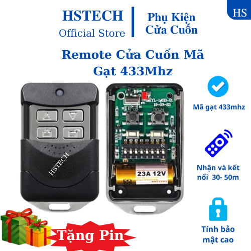 [Gò Vấp] Tay điều khiển cửa cuốn HSTech mã gạt YH xịn tần số 433Mhz giá rẻ